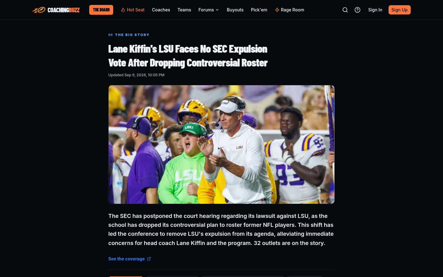 A Big Story page with a headline, hero photo and running summary